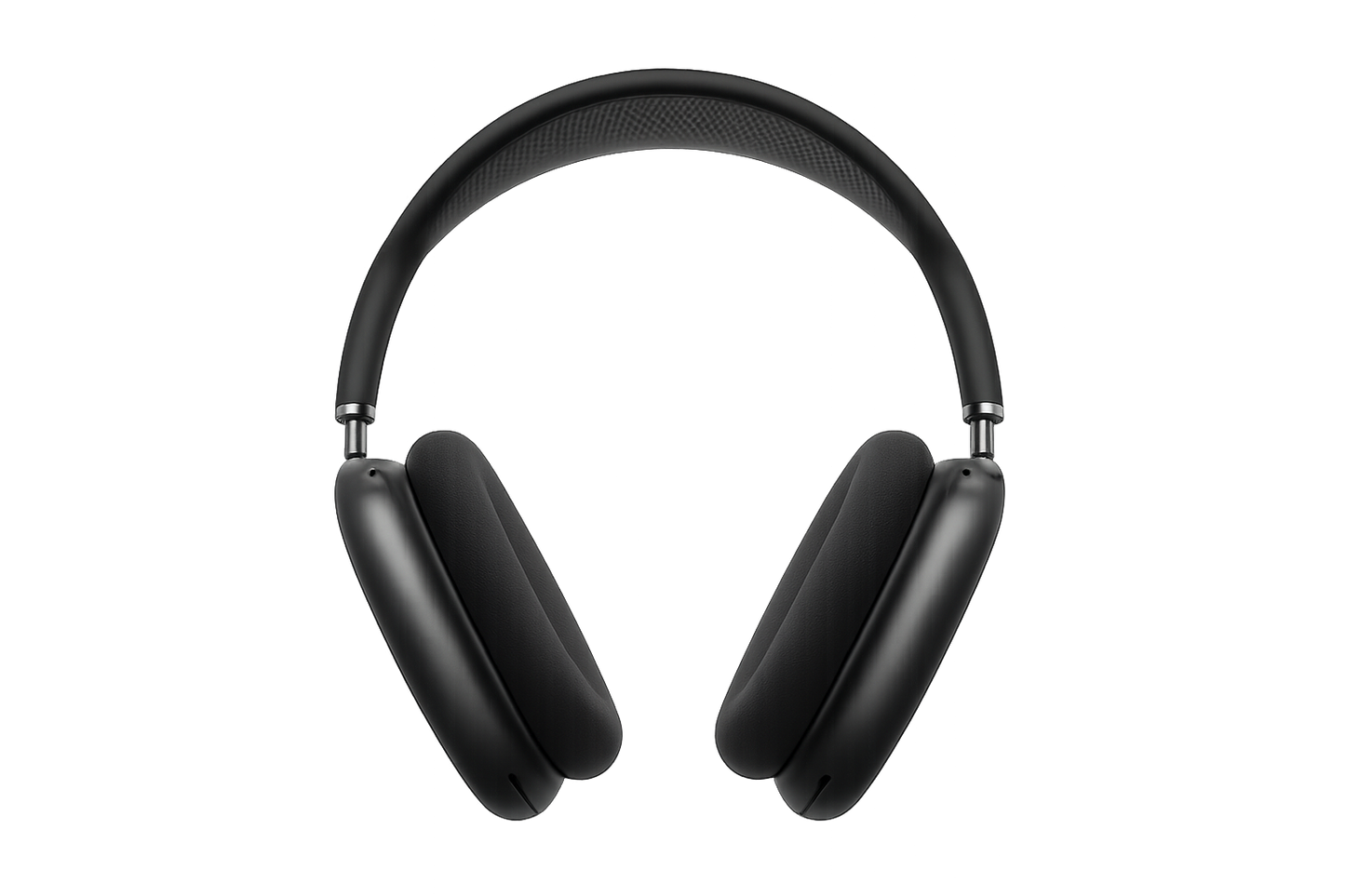 Imagen de los AirPods Max negros desde ángulo frontal con fondo transparente